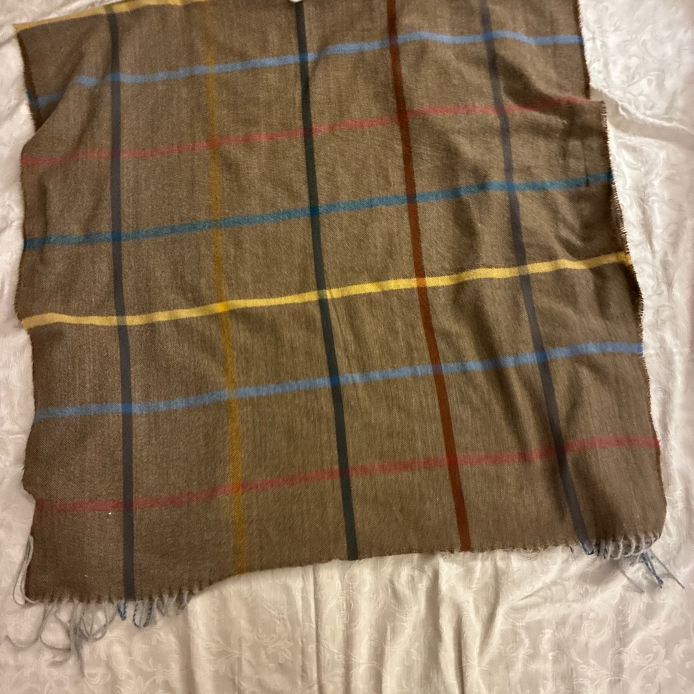Do Everything in Love Brown with Colorful Plaid Open Front Poncho - Picture 6 of 6